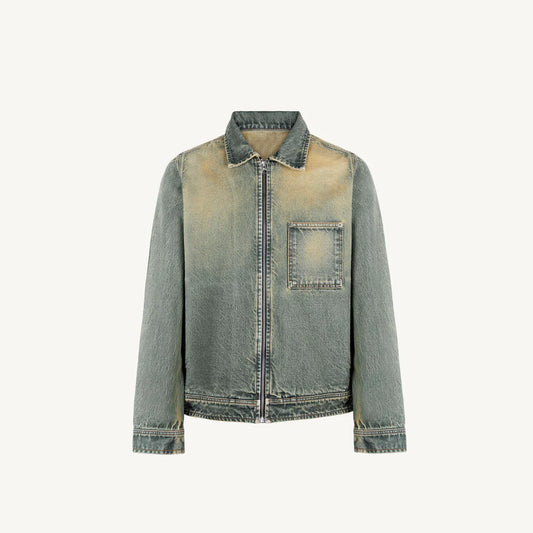 Faded Burn Light Blue Relaxed Denim Jacket.
