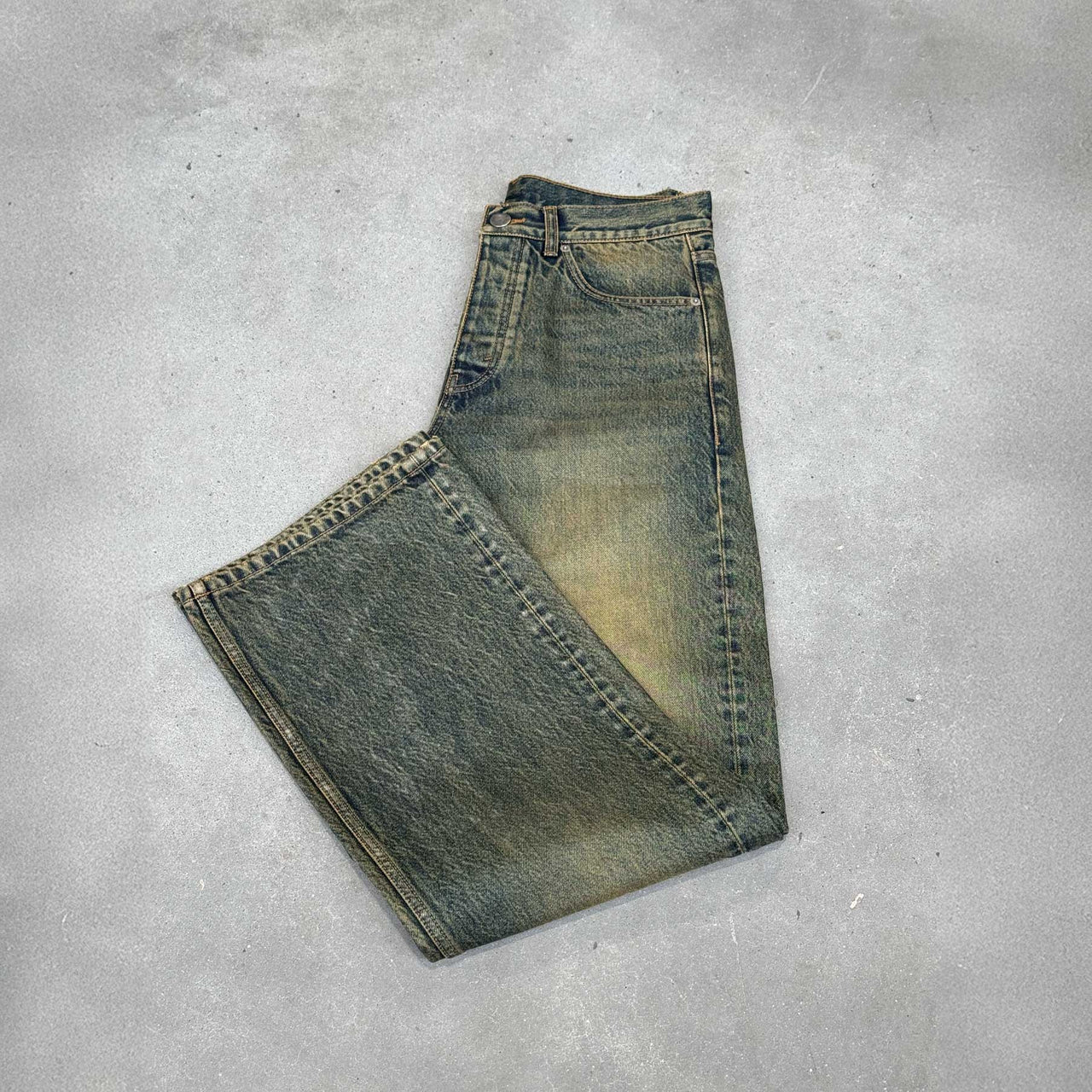 Faded Burn Storm Blue Loose Fit Jeans